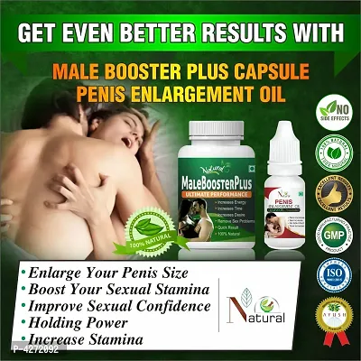 Male Booster Plus Capsules  Penis Enlargement Oil For Kamasutra Gold Sex Capsule And Oil For Men (60 Capsules + 15 Ml)