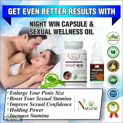 Night Win Capsules  Sexual Wellness Oil For Penis Increase Capsule And Oil (60 Capsules + 15 Ml)