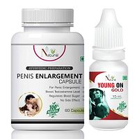 Penis Enlargement Capsules  Young On Gold Oil For Long Time Sex Capsules And Oil Herbal For Men (60 Capsules + 15 Ml)-thumb1