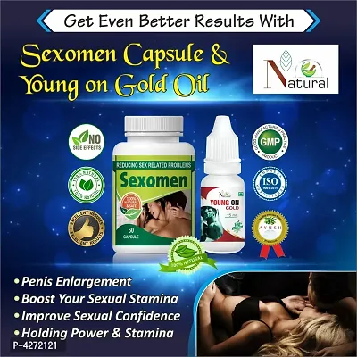 Sexomen Capsules  Young On Gold Oil For Sex Power Capsule And Oil For Man Long Time Without Side Effects (60 Capsules + 15 Ml)