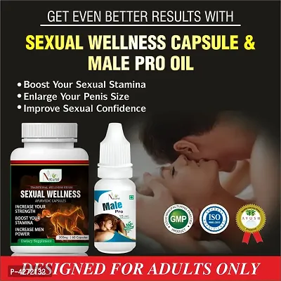 Sexual Wellness Capsules  Male Pro Oil For Sex Oil And Capsules For Men Long Time (60 Capsules + 15 Ml)