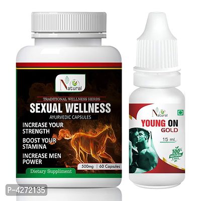 Sexual Wellness Capsules  Young On Gold Oil For Sex Capsules And Oil For Men (60 Capsules + 15 Ml)-thumb2