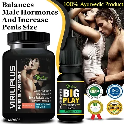 Viriliplus Herbal Capsules and Big Play Oil For Big Dick Medicines Capsules Extra Sex power growth sanda Capsules -15 Capsules + 15 ML