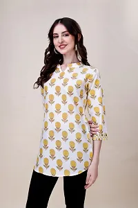 Elegant Yellow Cotton Printed Tunic For Women-thumb3