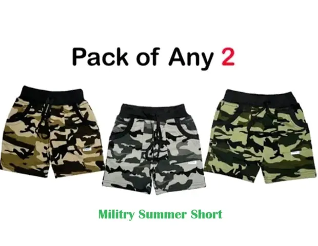 Trendy Summer Shorts for Boy with Pocket Pack of 2 Assorted color