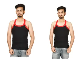 Men's Black Cotton Sleeveless Sports Vest (Pack Of 2)-thumb2