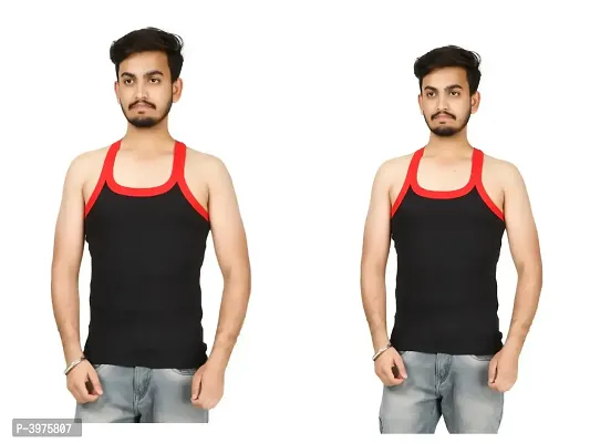 Men's Black Cotton Sleeveless Sports Vest (Pack Of 2)-thumb3