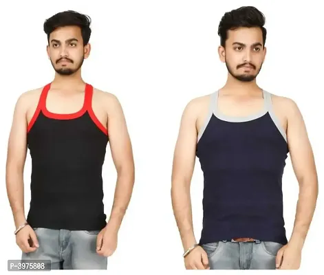 Men's Multicoloured Cotton Sleeveless Sports Vest (Pack Of 2)-thumb3