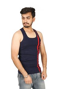 Men Multicoloured Cotton Striped Square Neck Vests (Pack of 2)-thumb3