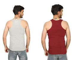 Men Multicoloured Cotton Striped Square Neck Vests (Pack of 2)-thumb1