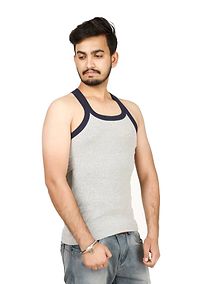 Men Multicoloured Cotton Solid Square Neck Vests (Pack of 4)-thumb2