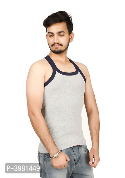 Men Multicoloured Cotton Solid Square Neck Vests (Pack of 4)-thumb3