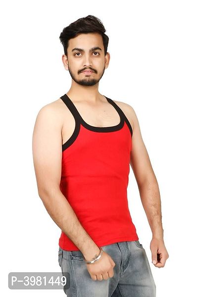 Men Multicoloured Cotton Solid Square Neck Vests (Pack of 4)-thumb4