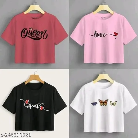 Pack Of 4 Crop Top/Crop T-Shirt Combo