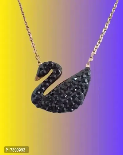 Gold Chain and Black Duck Pendant Necklace Gold-plated Plated Alloy Necklace