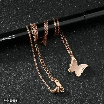 Delicate Butterfly Design Charm Pendant Daily Wear Necklace Chain for Women Girl Cubic Zirconia Copper Plated Brass, Alloy Necklace