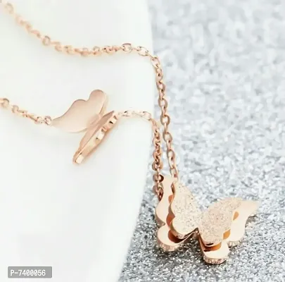 Rose Gold Plated Butterfly Shape Necklace Chain for Women Gold-plated Plated Alloy Chain