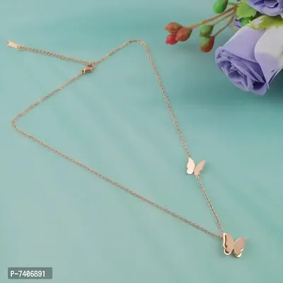 New Butterfly Clavicle Rose Gold Stainless Steel Jewelry Exquisite Charm Cute Lady Neck Ornament Chain for women  girls (Occasion:: Everyday, Party, Love, Wedding  Engagement, Workwear)