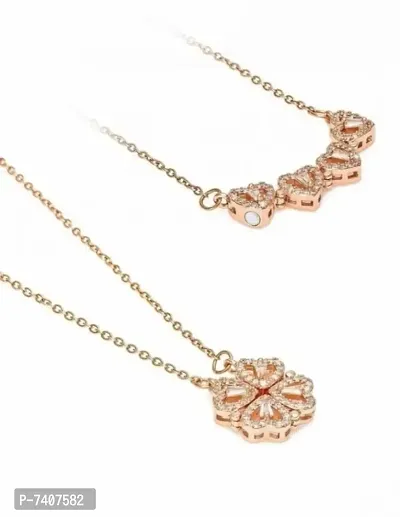 Buy Multi Wearing Heart Necklace 4 Heart Magnetic Rose Gold Gold-plated  Plated Stainless Steel Necklace Online In India At Discounted Prices