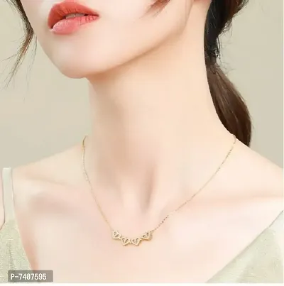 Four Heart Clover ROSE GOLD Necklace Pendant Lucky Grass Clavicle Chain Women Girl Necklace Creative Pendent-thumb0
