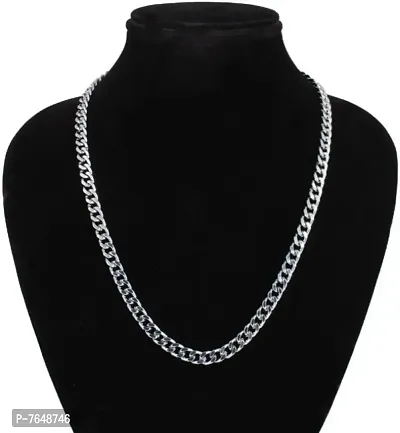 Silver cuban Design Neck Chain For Men  Boys Sterling Silver Plated Alloy Chain