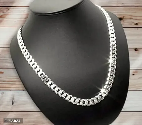 Silver Chain for Men and Women Platinum Plated Silver Chain (20 inch) Platinum Plated Stainless Steel Chain