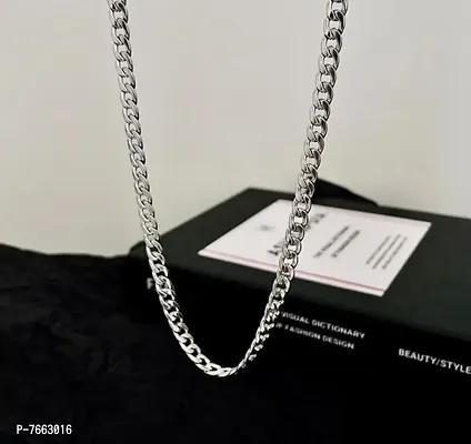 Rhodium Silver plated Chain For Boys and Man ,Plated Stainless Steel, Silver Plated Alloy Chain