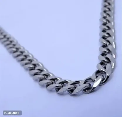 Silver Chain Men Jewellery Necklace Artificial for Boys Men Stylish Design Sterling Silver Plated Stainless Steel Chain-thumb0