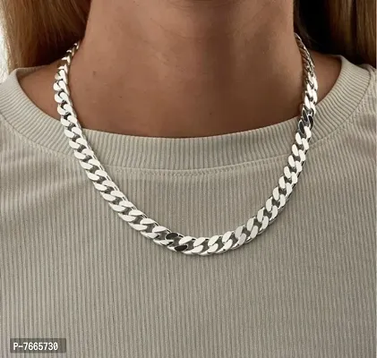 20 Inches Stylish Comfortable Sterling Silver CHAIN ChainStainless Steel Curb Link Chain Necklace (10 mm) Sterling Silver Plated Sterling Silver Chain-thumb0
