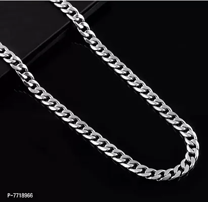 Silver Elegant  Stunning Matte Finish Stainless Steel Chain For Men Boys Silver Plated Brass Chain-thumb0