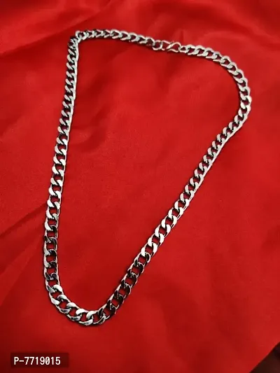 Silver Elegant  Stunning Matte Finish Stainless Steel Chain For Men Boys Silver Plated Brass Chain
