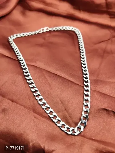 20 Inches Stylish Comfortable Sterling Silver CHAIN ChainStainless Steel Curb Link Chain Necklace (10 mm) Sterling Silver Plated Sterling Silver Chain-thumb0