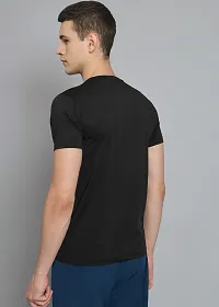 Stylish Black Polyester Solid Round Neck Tees For Men-thumb2