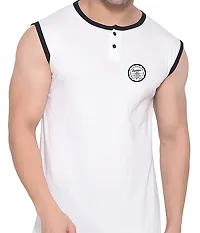 Stylish Cotton Blend White Solid Tees For Men-thumb4