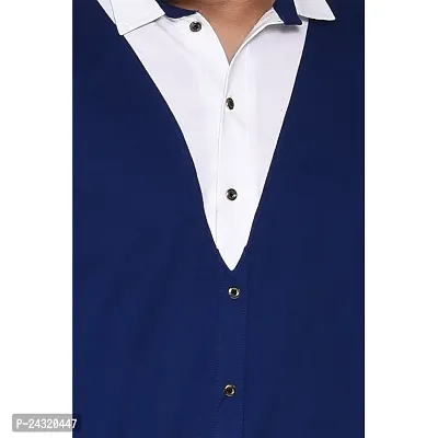 Stylish Blue Cotton Blend Long Sleeves Regular Fit Casual Shirt For Men-thumb4