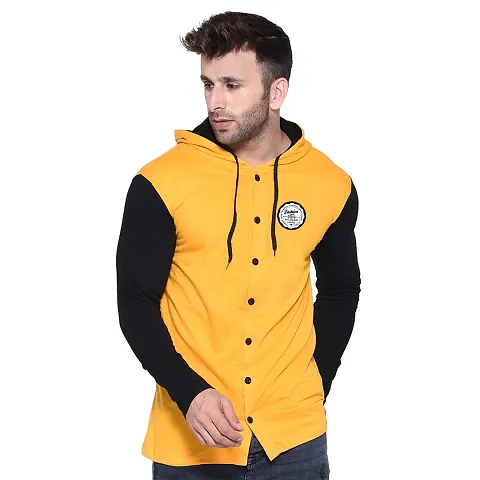 Trendy Cotton Blend Solid Hoodies For Men