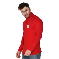 Stylish Red Cotton Blend Long Sleeves Solid T-Shirt For Men-thumb2