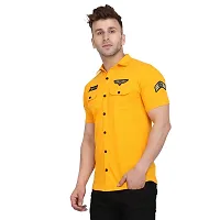 Stylish Yellow Cotton Blend Short Sleeves Regular Fit Casual Shirt For Men-thumb2