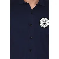 Stylish Navy Blue Cotton Blend Short Sleeves Regular Fit Casual Shirt For Men-thumb4