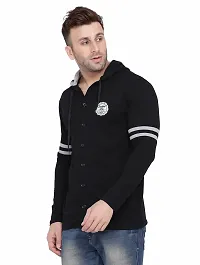 Stylish Black Cotton Blend Solid Long Sleeves Hoodies For Men-thumb2