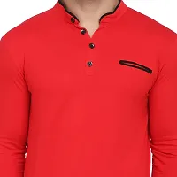 Stylish Red Cotton Blend Long Sleeves Solid T-Shirt For Men-thumb4
