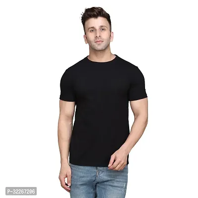 Stylish Cotton Blend Black Solid Tees For Men-thumb0