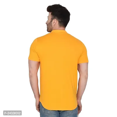 Stylish Yellow Cotton Blend Short Sleeves Regular Fit Casual Shirt For Men-thumb2