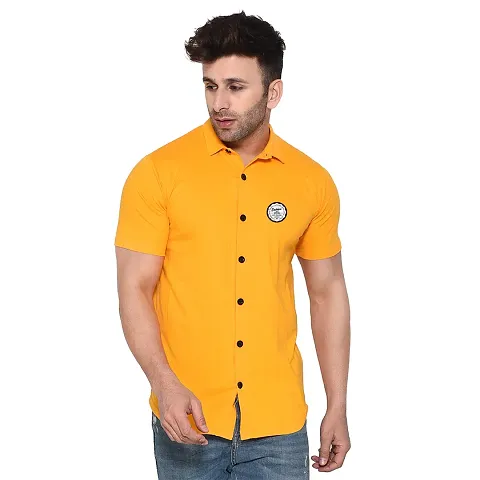 Tfurnish Blend Solid Short Sleeves Casual Shirts For Men