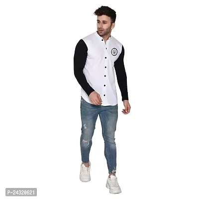 Stylish White Cotton Blend Long Sleeves Regular Fit Casual Shirt For Men-thumb4