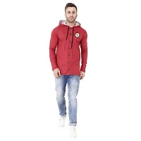 Trendy Maroon Cotton Blend Solid Hoodies For Men-thumb3