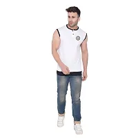 Stylish Cotton Blend White Solid Tees For Men-thumb3