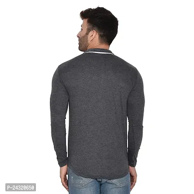 Stylish Grey Cotton Blend Long Sleeves Regular Fit Casual Shirt For Men-thumb2