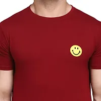 Stylish Maroon Cotton Blend Short Sleeves Solid T-Shirt For Men-thumb4