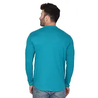 Stylish Turquoise Cotton Blend Long Sleeves Regular Fit Casual Shirt For Men-thumb1